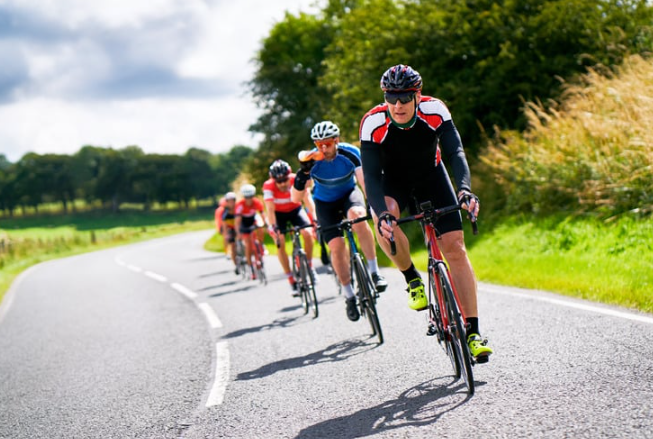 Cyclists on road