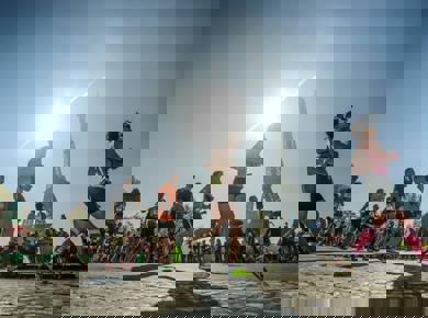 Runner running past the Eiffel Tower in Paris