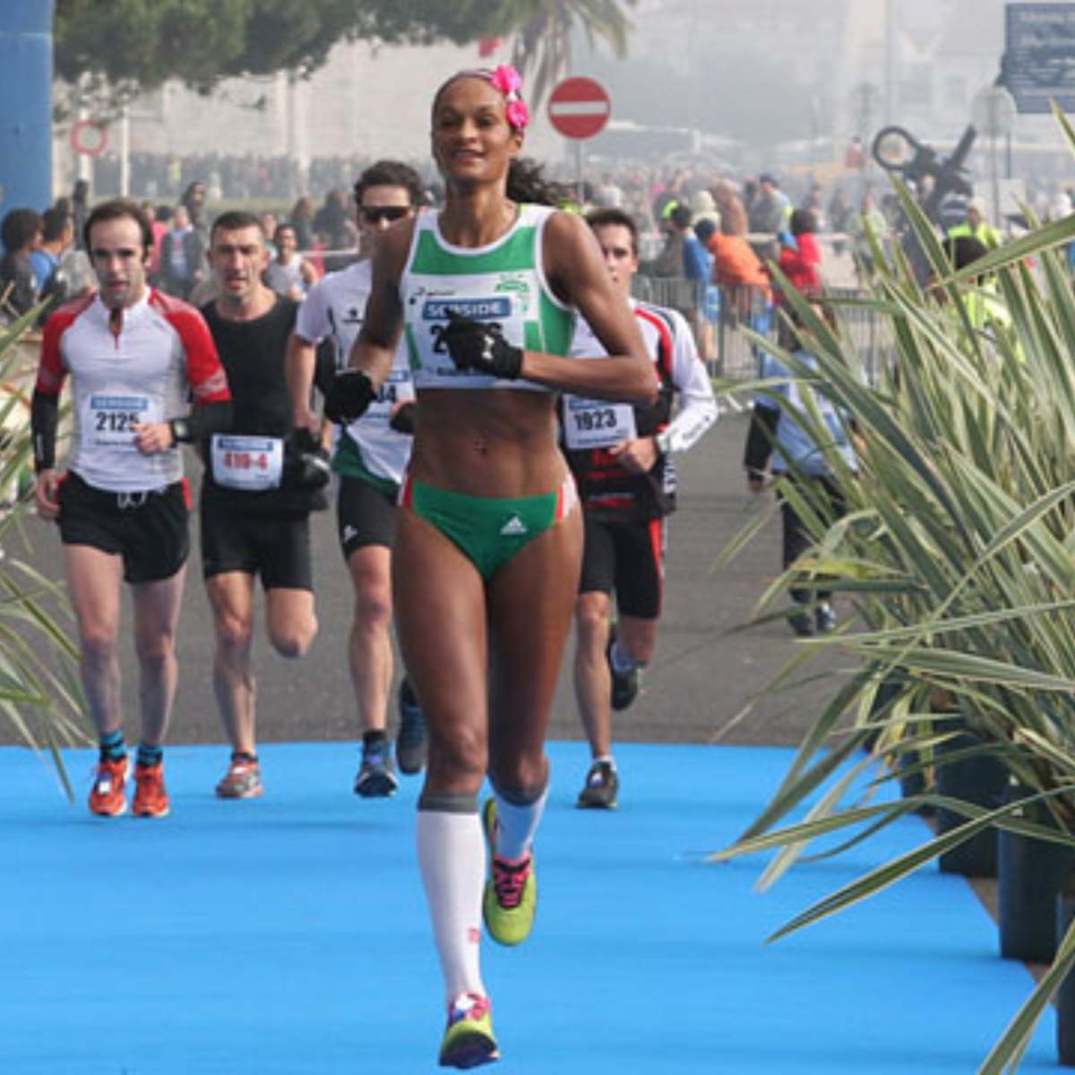 Runners through the city of Lisbon