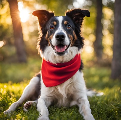 Dog wearing red bandana