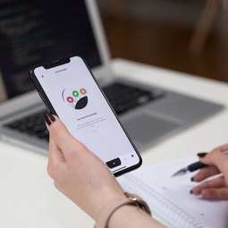 person looking at phone screen