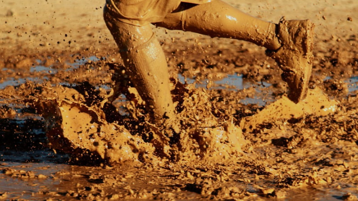 Muddy legs running